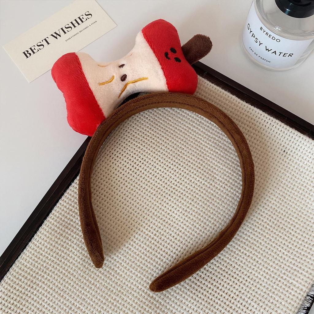 Creative Apple Core Plush Headband - Cute & Funny Fruit Expression for Photo Booths & Performances
