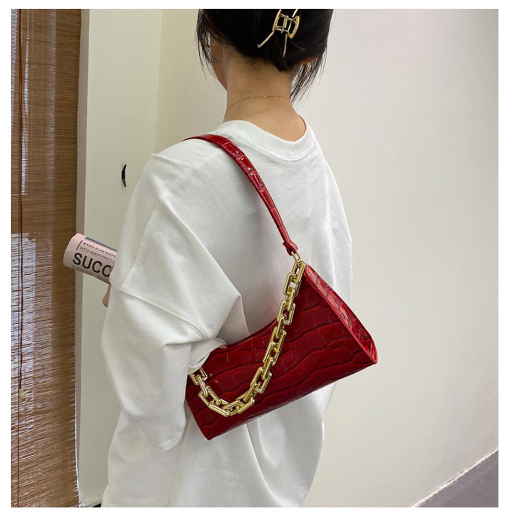 2026 New Retro Crocodile Pattern Zipper Totes Shoulder Bags Pu Leather Solid Color Chain Handbag Underarm Bag Fast Wholesale
