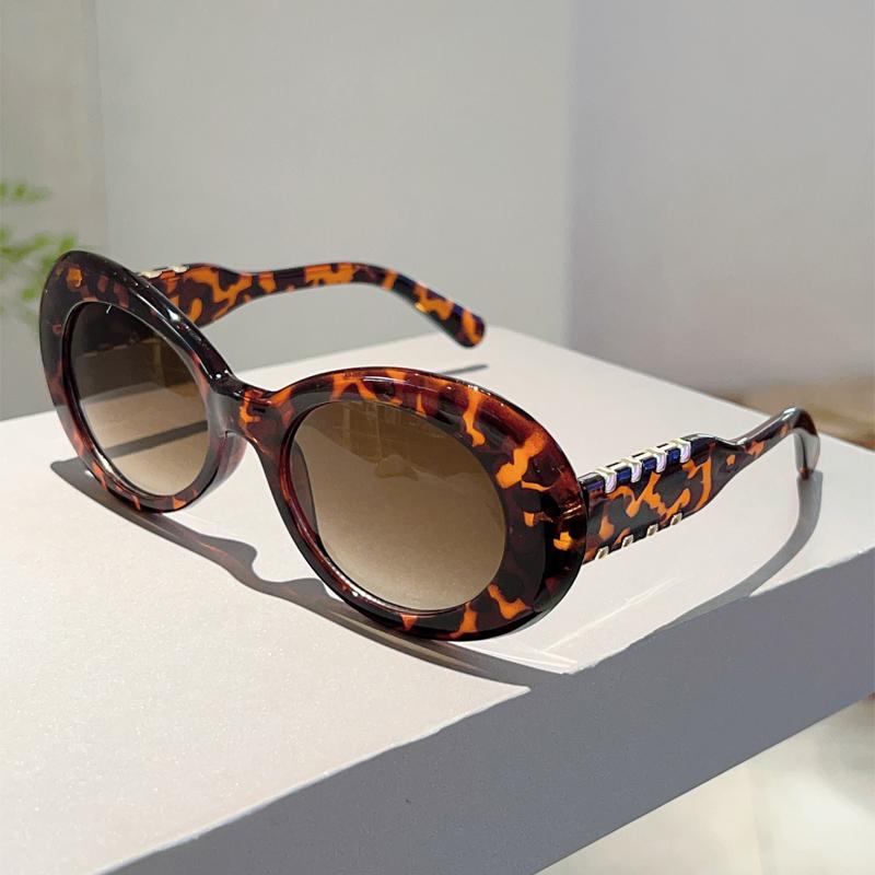 Oval Sunglasses Women  Stylish Gradient Multi-color Korean Style Casual Shades Trendy Luxury Brand Design Sun Glasses