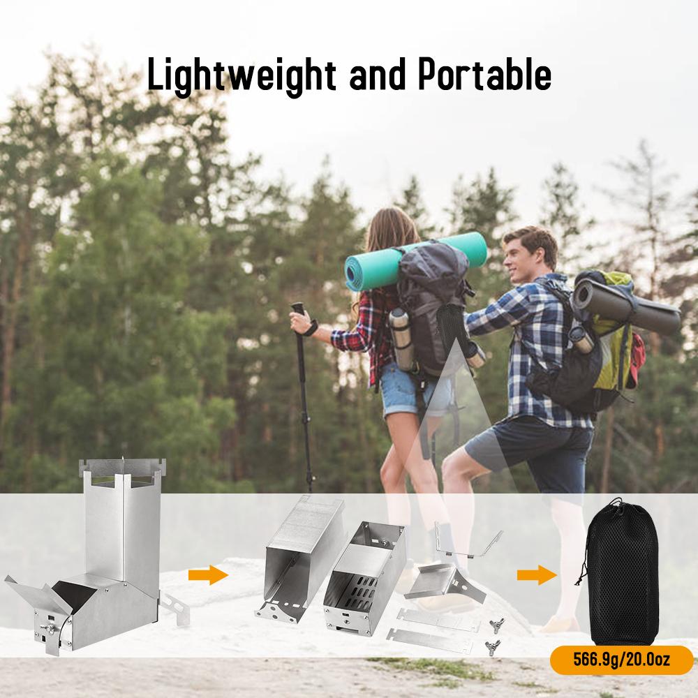 Lixada Outdoor Collapsible Wood Burning Stainless Steel Stove Backpacking Camp Tent Stove
