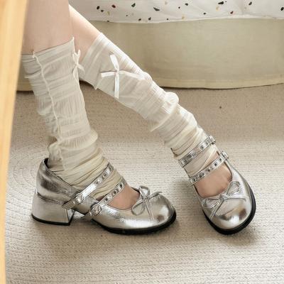 Thick Heel Soft Sole Not Tired Feet with Skirt Shallow Mouth Single Shoes Women's Summer New Casual Fashion Height Mary Jane