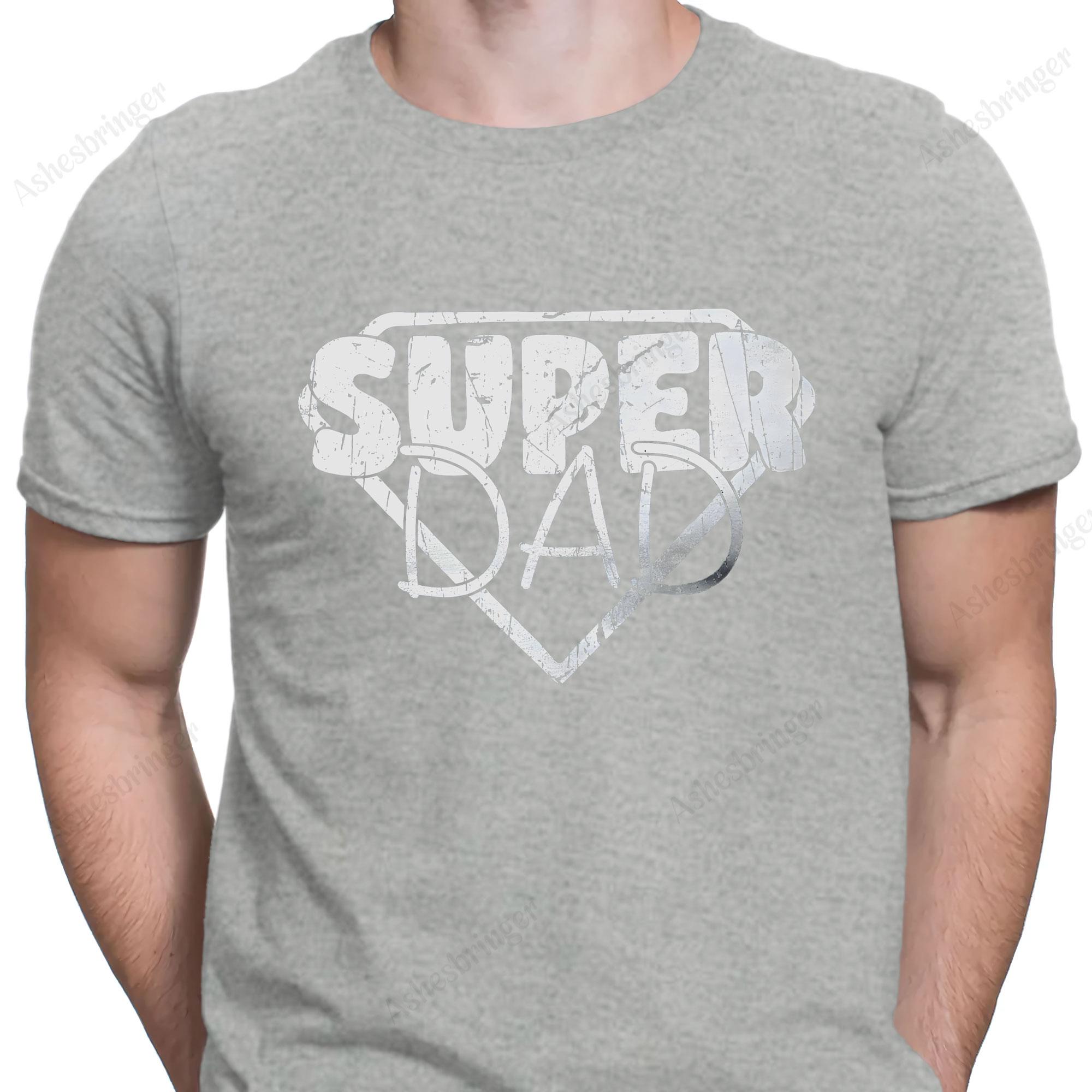 

Super Dad Graphic Novelty Crew Neck Fathers Day T shirt Funny Dad Gift Tee Street Casual Style Tops for Men and Women 4XL