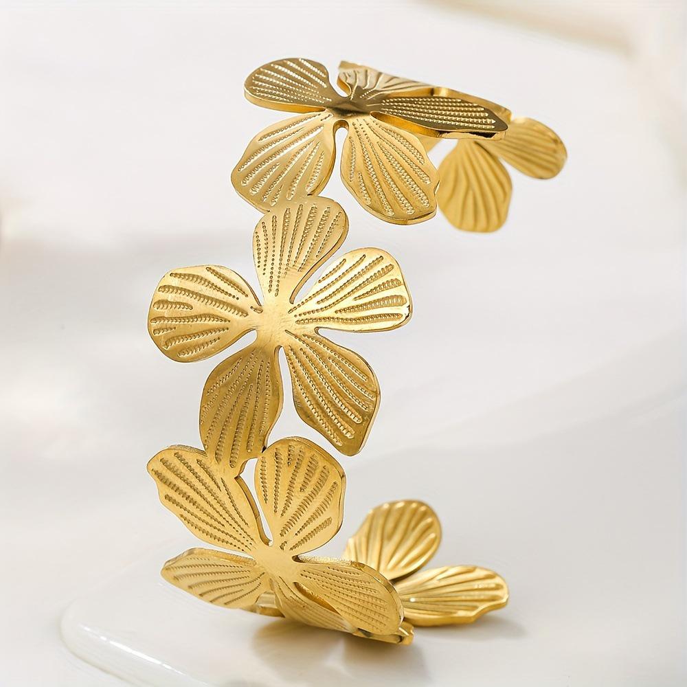 Шикарный европейский и американский цветочный браслет с листьями для женщин золотой