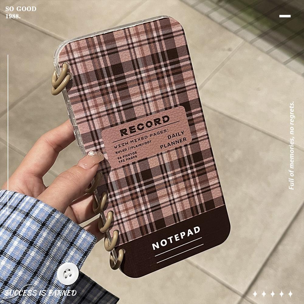 Check Brown Suitable for Apple 16 ProiPhone15 Promax Flip Cover Phone Case 14plus Book Case