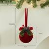 Wine Red Flocked Ball Christmas Bells Window Decor Pendant