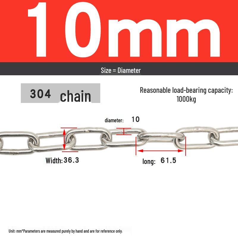 304 Stainless Steel Dog Chain - Available in Thicknesses: 1.2mm to 12mm