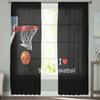 I Love Basketball Player Black Sheer Curtains for Living Room Modern Voile Curtain Bedroom Tulle Curtains Window Drapes Decor
