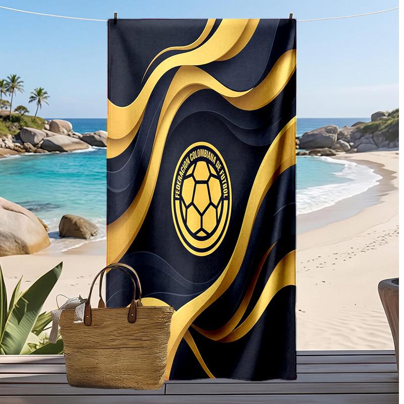 Asciugamano da Spiaggia Stampa Calcio Colombia Asciugatura Rapida Super Assorbente Morbido Asciugamano da Bagno per Nuoto Spiaggia Viaggio Souvenir Regalo