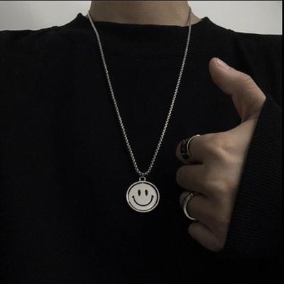 2022 Korean Smiley & Crying Face Titanium Steel Necklace - Trendy Unisex Street Hip-Hop Jewelry