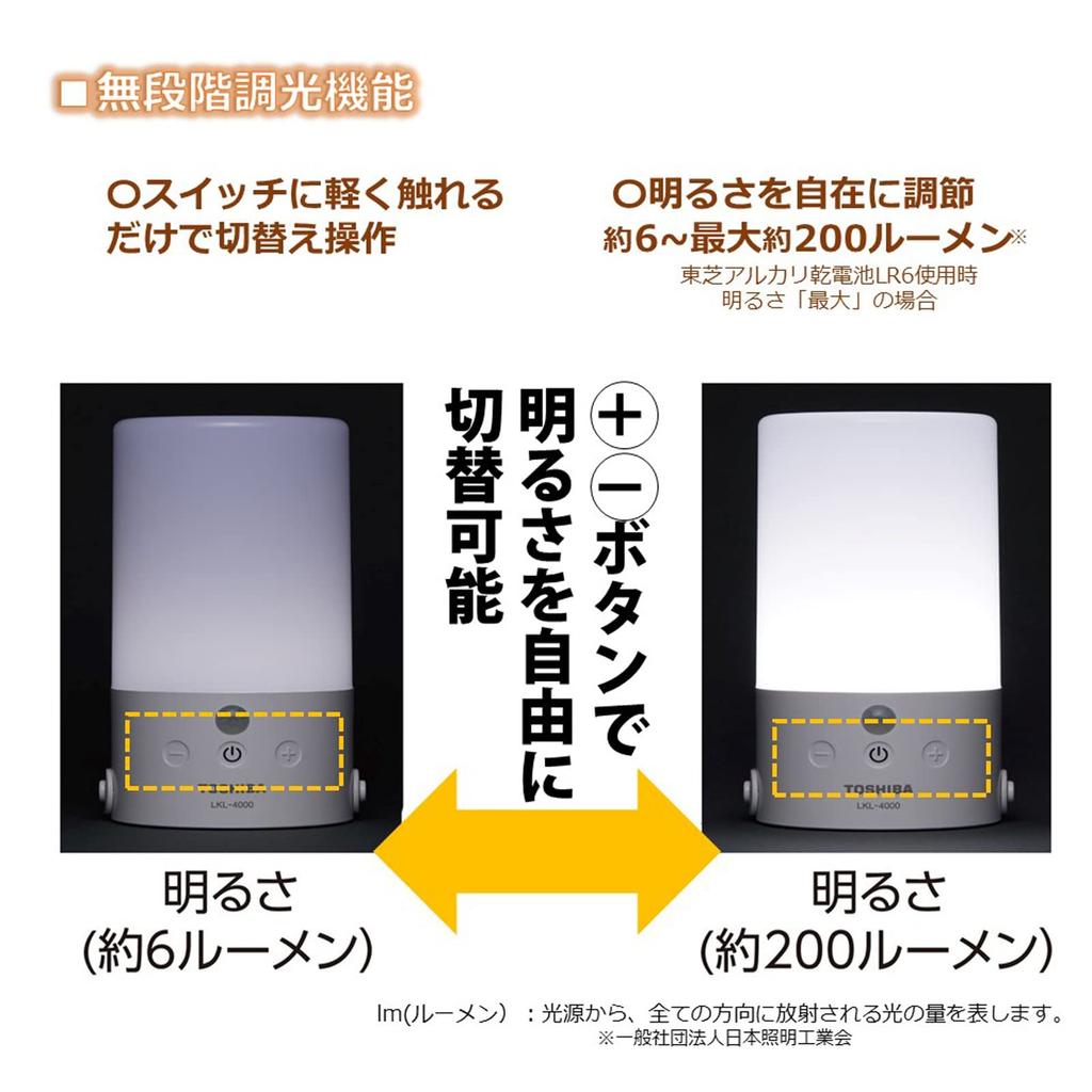 Toshiba LED Lantern with Sensor, Waterproof (JIS IPX4), Stepless Dimming & Color Temperature Adjustment (Cool White/Warm White), Motion & Light Sensor