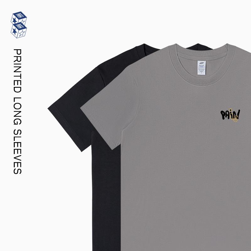 American high street 230g pure cotton loose letter back printed short-sleeved T-shirt for men Japanese style round neck half-sleeved top for men S