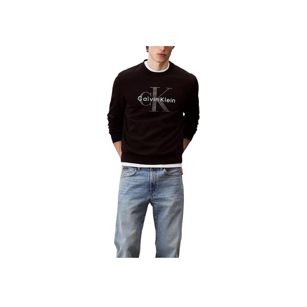 Calvin Klein Sweat-shirt Homme Minimaliste Confortable Polyvalent Décontracté Col Rond Logo 40BM801-UB1
