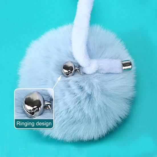 3Pcs Hanging Fluffy Catnip Ball Toys Play Interactive Kitten Exercise Toy with Bell Long Tail Plush Teaser Ball for Indoor Outdoor Play