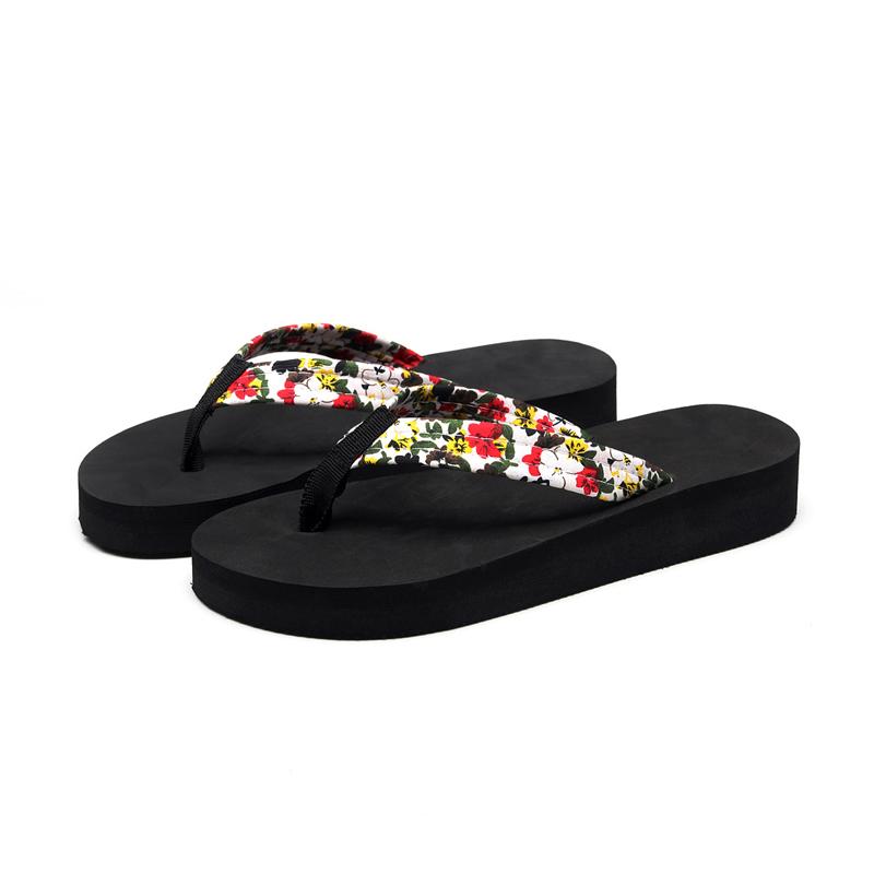 Women Floral Flip Flops Beach Slippers Fashion Thick Bottom Flip Flops Sandales Summer Casual Outdoor Beach Slippers Chaussure