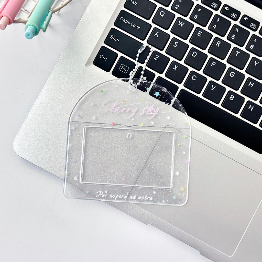 Transparent Sweet Horizontal Kpop Photocard Holder Retro Japanese Lucky Clover Cute Portable Keyrng Student ID Card Protector