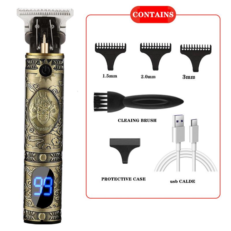 T9 Bald Electric Hair Clipper - Professional Rechargeable Engraving & Oil Head Shaver