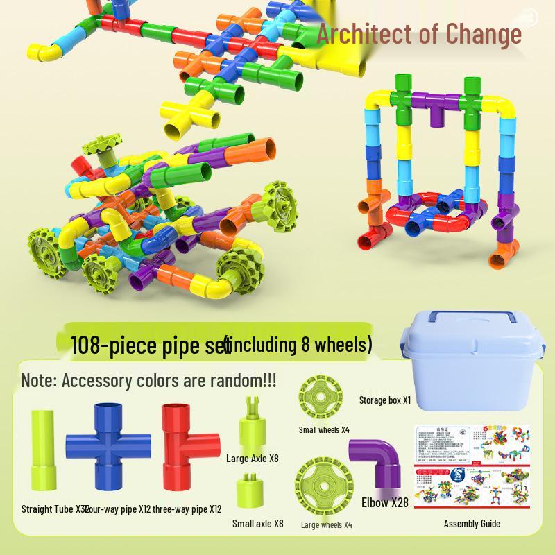 Interlocking Water Pipe Building Blocks for Early Education - DIY Educational Toys for Kids