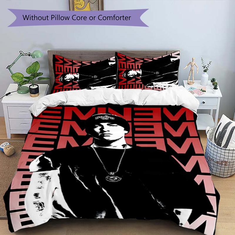 Eminem 3pcs Bedding Set Duvet Cover Closure Includes 1 Duvet Cover & 2 Pillowcases for All Seasons Bedroom Home Dorm Decor