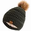 New Anti-Static Beanie Hat Satin Lined Faux Fur Pom Pom Beanies Hat For Woman Winter Warm Knit Hats