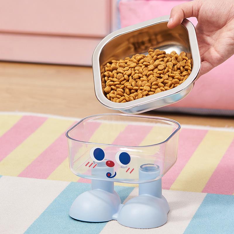 Stainless Steel Elevated Non-Slip Anti-Tip Cat & Dog Food/Water Bowl