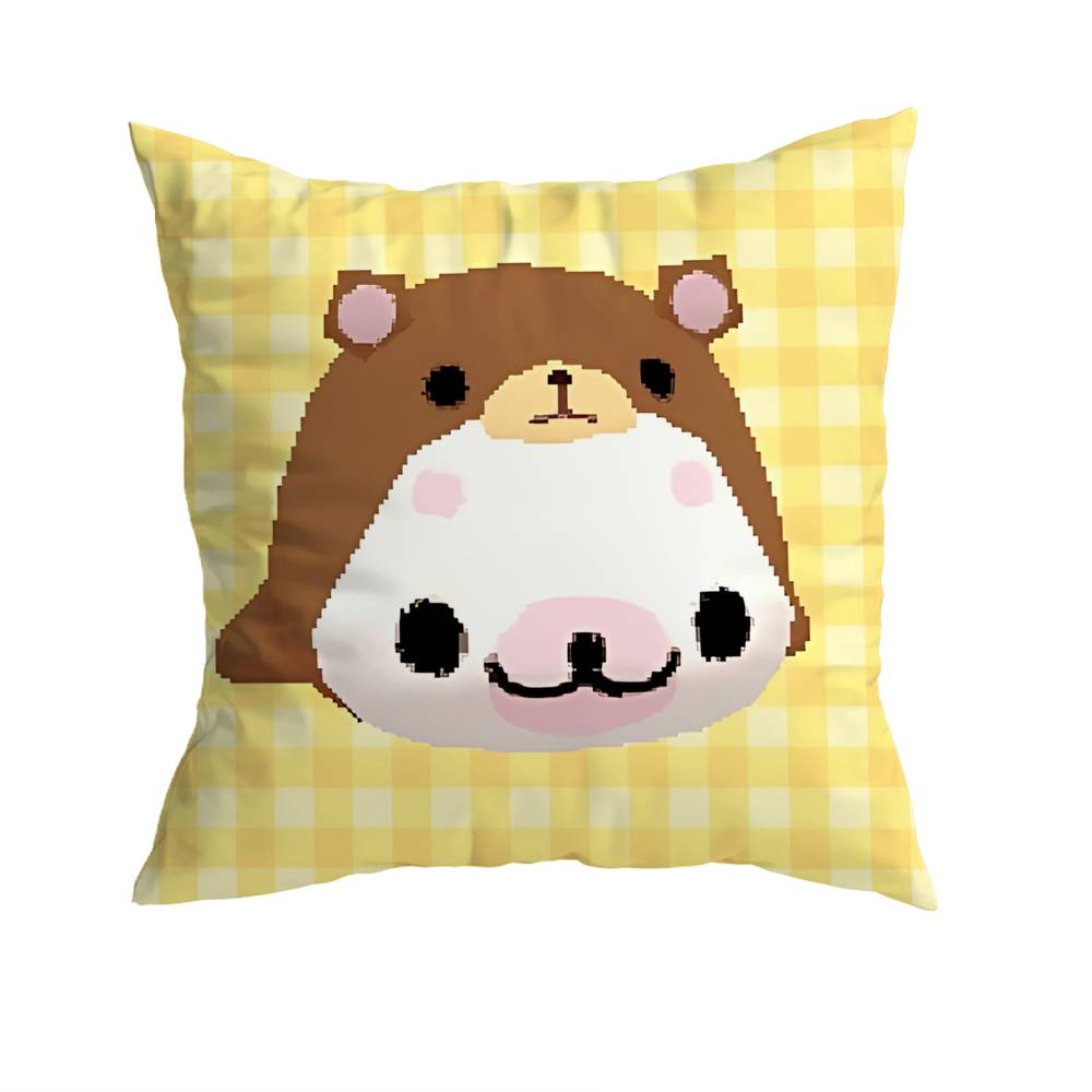PINK Kawaii MMamegoma Pillow Case Square DoubleSided Printing Short Plush Sofa Cushion Cover Bedroom Bedside Pillow