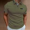 New Men's Casual POLO Shirt Chest False Pockets Lapel Buttons Business T-shirt Tops Male