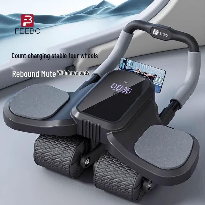 FEEBO Smart 4-Wheel Automatic Rebound Ab Roller with Elbow Support