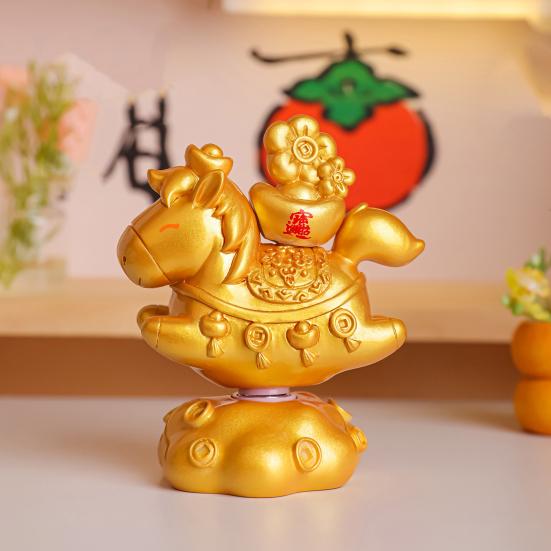 Doll Ornament Horse Shape Rotatable Design Decorative Resin Figurine Crack-resistant Vivid Doll Figurine