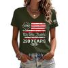 Womens Casual V Neck Short Sleeve Pullover T Shirt with 1776 2026 Flag Print Comfortable Fit Soft Fabric Top