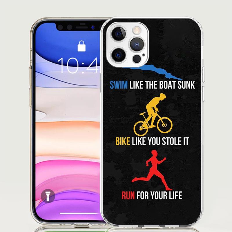 Triathlon Schwimmen Radfahren Laufen Handyhülle Für Iphone 11 12 13 Mini 14 15 Plus 17 Air 16 Pro Max 16E 7 8 SE Kunst Individuell Hülle Capa Ca