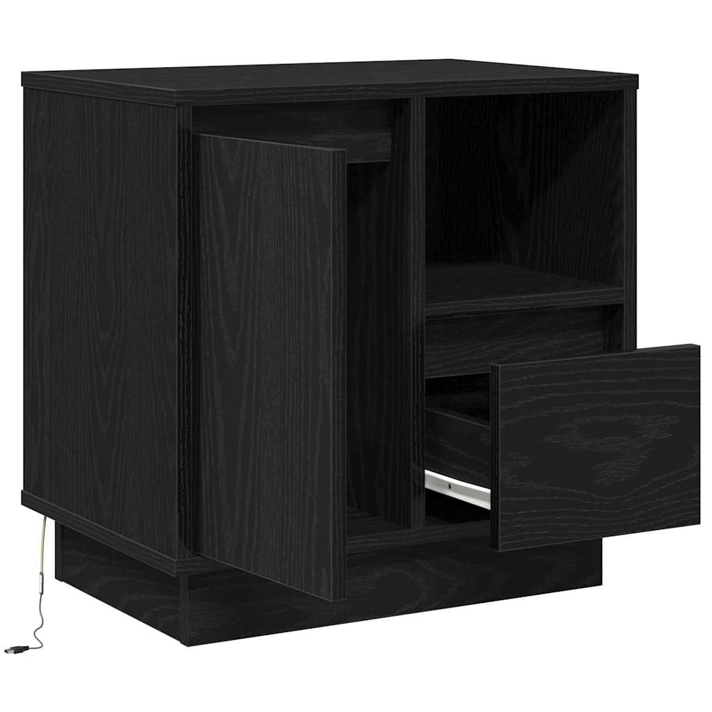 Nightstand Set of 2 Black Oak Effect 50 X 34.5 X 50 Cm