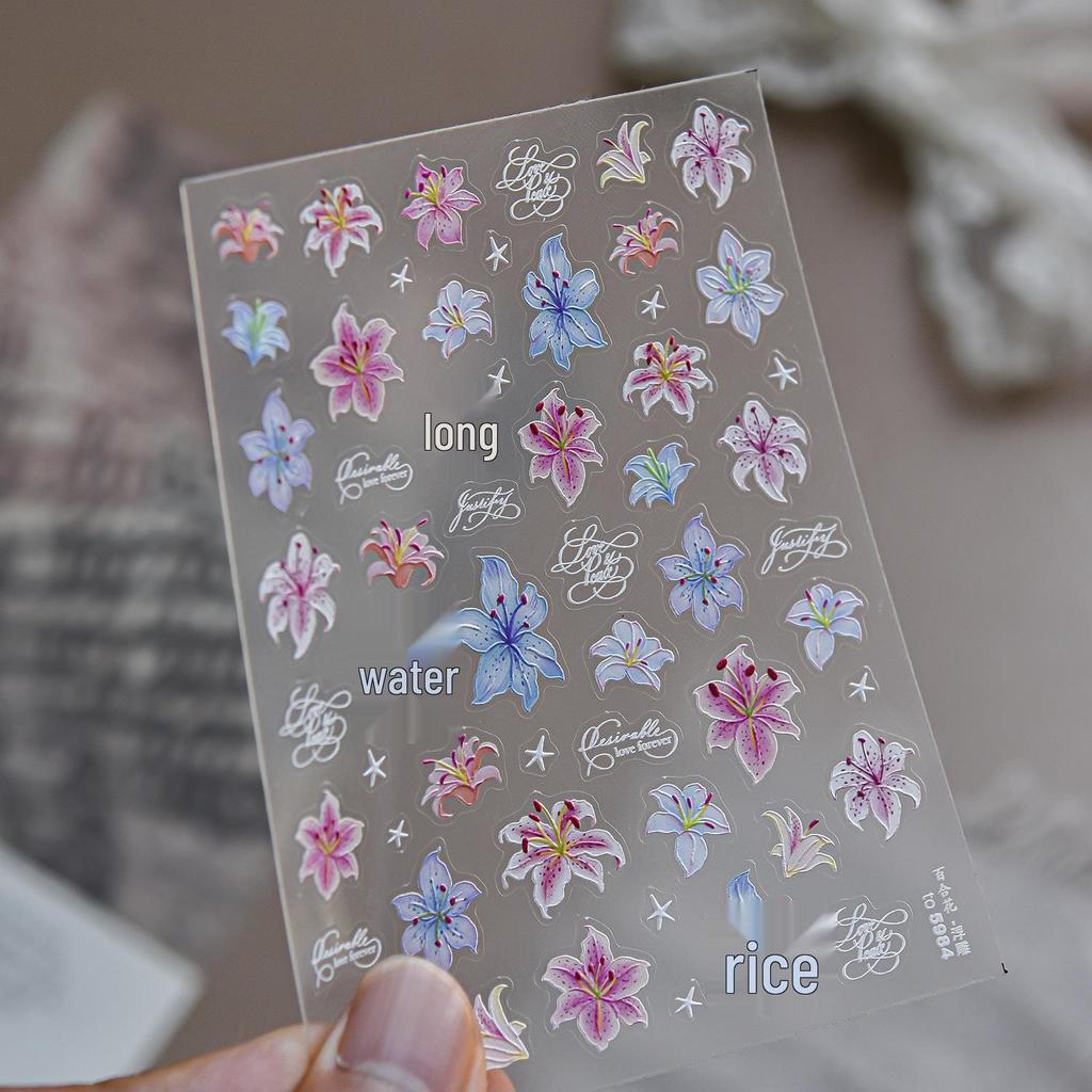 Tomoni 3D Ballet Lace & Lily Flower Nail Art Stickers