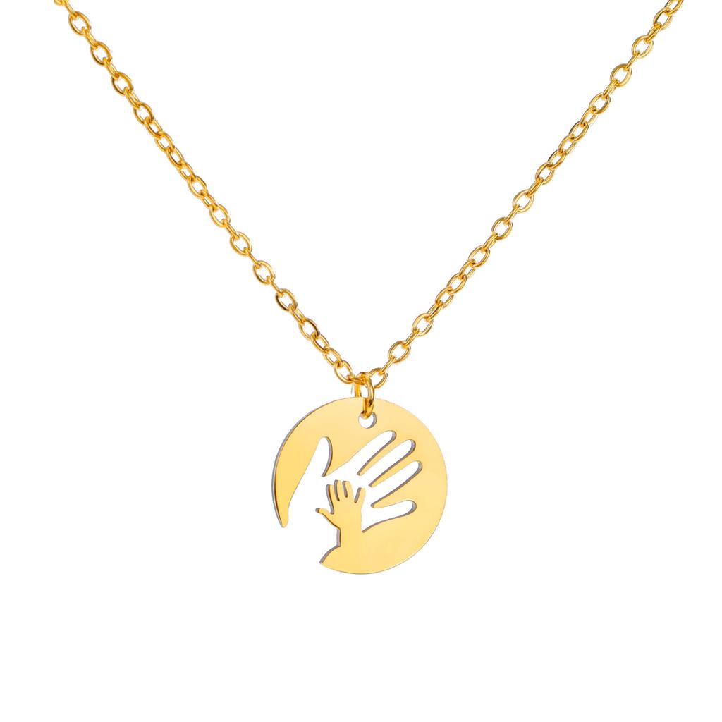 Simple Fashion Mother Love Necklace Round Pendant Baby Mom Jewelry Gift
