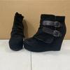 Women's Boots Zip Womens High Heels Suede Fashion Wedge Heels Durable Retro Women Ankle Boots Round Head Bottes Femmes