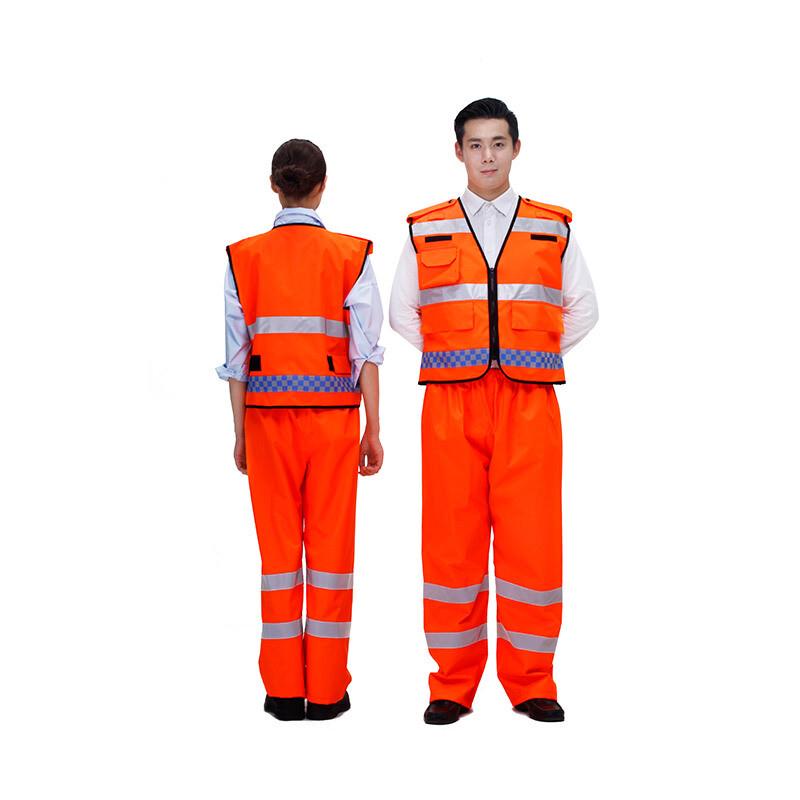 Ams UB-030 Fire Rescue Multi-pocket Reflective Vest L оранжево-красный