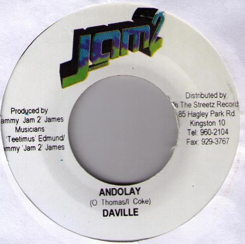 

7inch Record DAVILLE - Andolay NONE Jam 2 Records 2004 Jamaica Reggae, Ska & Dub Used