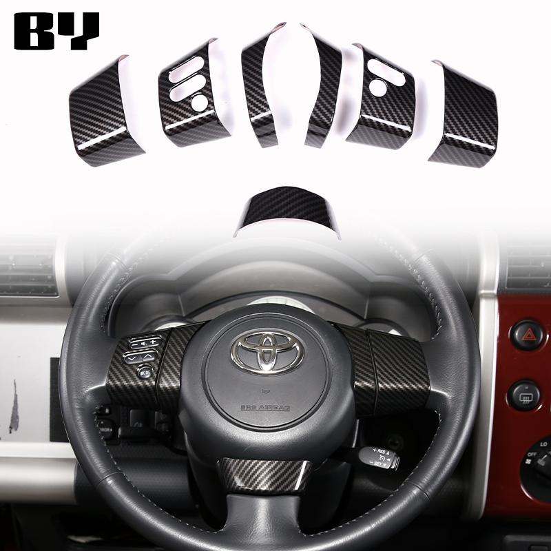 ABS Matte Black Steering Wheel Cover Button Decoration Stickers Trim For 3ehg FJ Cruiser 2007-2021 Accessories GEJ5