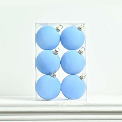 6pcs 6cm Flocked Christmas Ball Pendant Reusable Shatterproof Christmas Hanging Balls Set Elegant Merry Christmas Decor