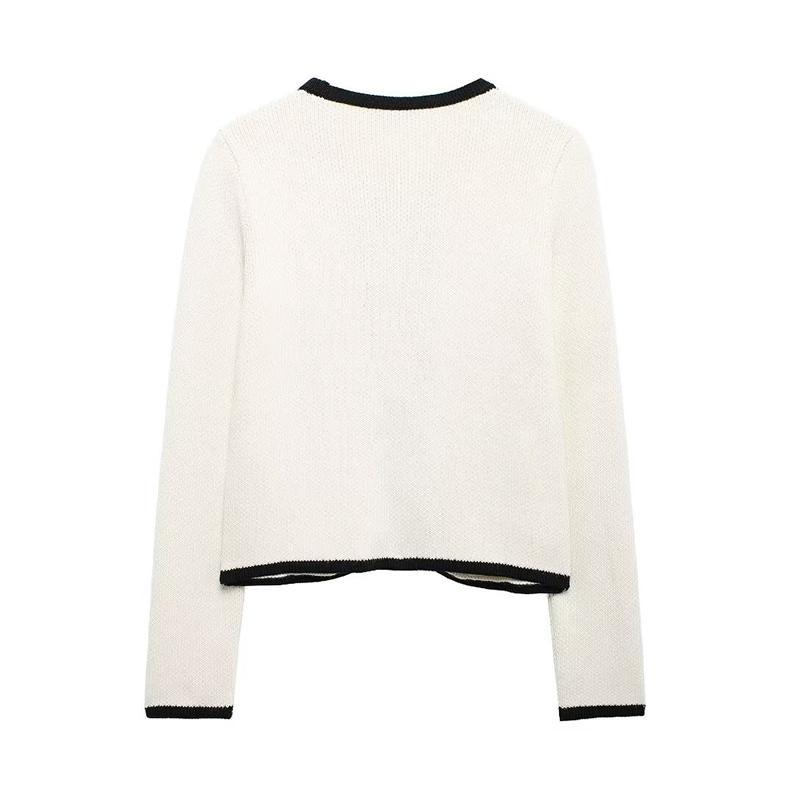 Moda Damska Z Kieszeniami Beżowy Sznurowany Sweter Dzianinowy Vintage Okrągły Dekolt Długi Rękaw Kobieta Szykowna Dama