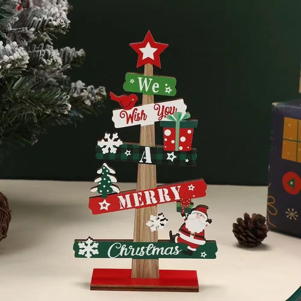 1 Stück Holz-Weihnachtsbaumschmuck Weihnachtsmann Schneemann 2026 Frohe Weihnachten Heimdekoration Neujahr Schreibtischdeko Navidad