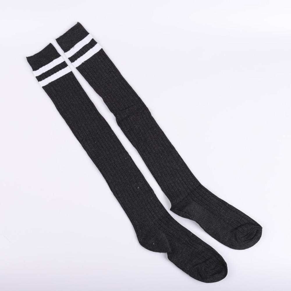 Autumn New Sweet Cotton Bottom Socks Manufacturers Wholesale, Two Bars Vertical Strip Knee Socks Jacquard Long Socks