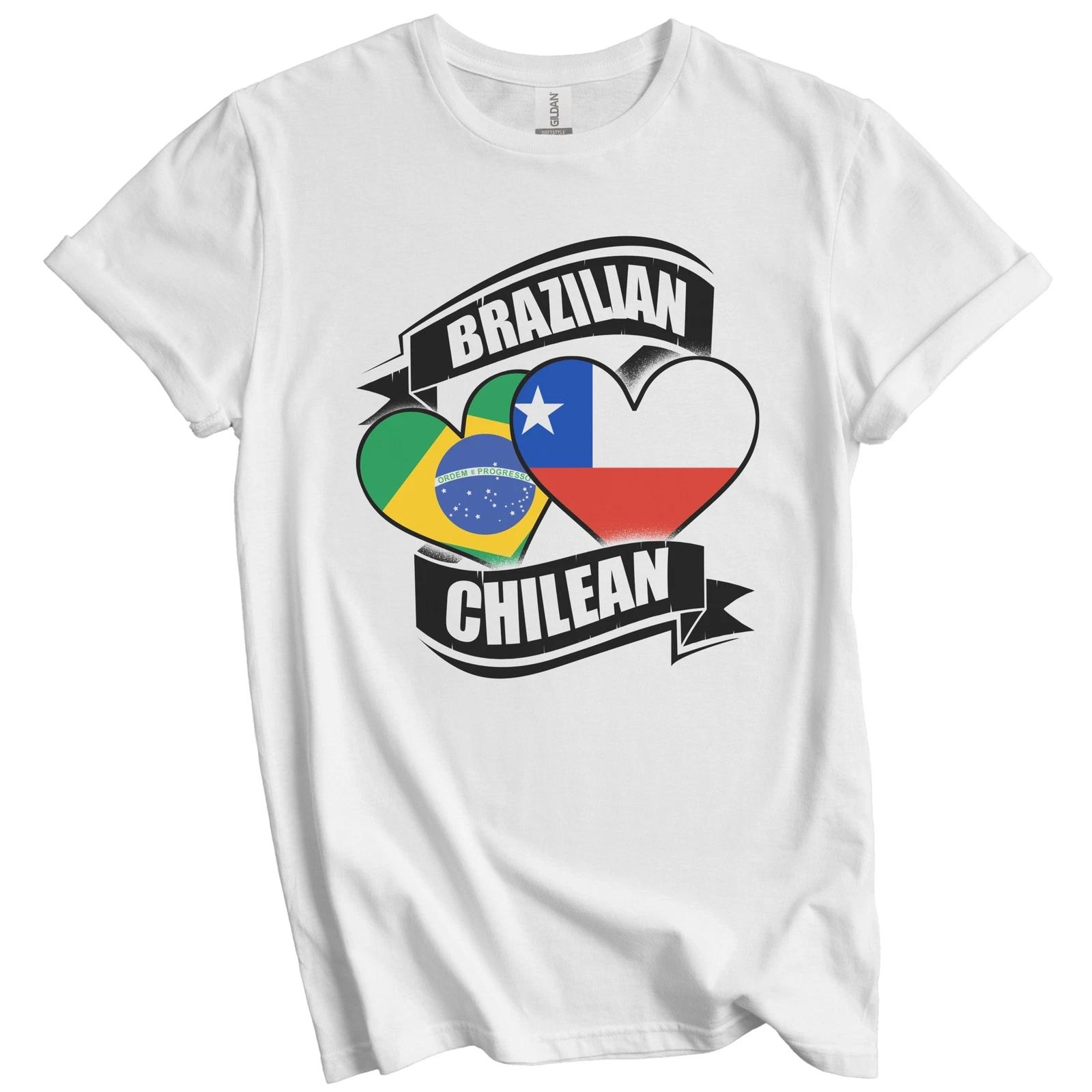 Brazilian Chilean Hearts Brazil Chile Flags T-Shirt S