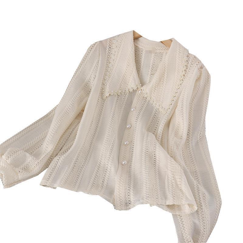 2025 Autumn Trendy White Peter Pan Collar Fairy Blouse for Women