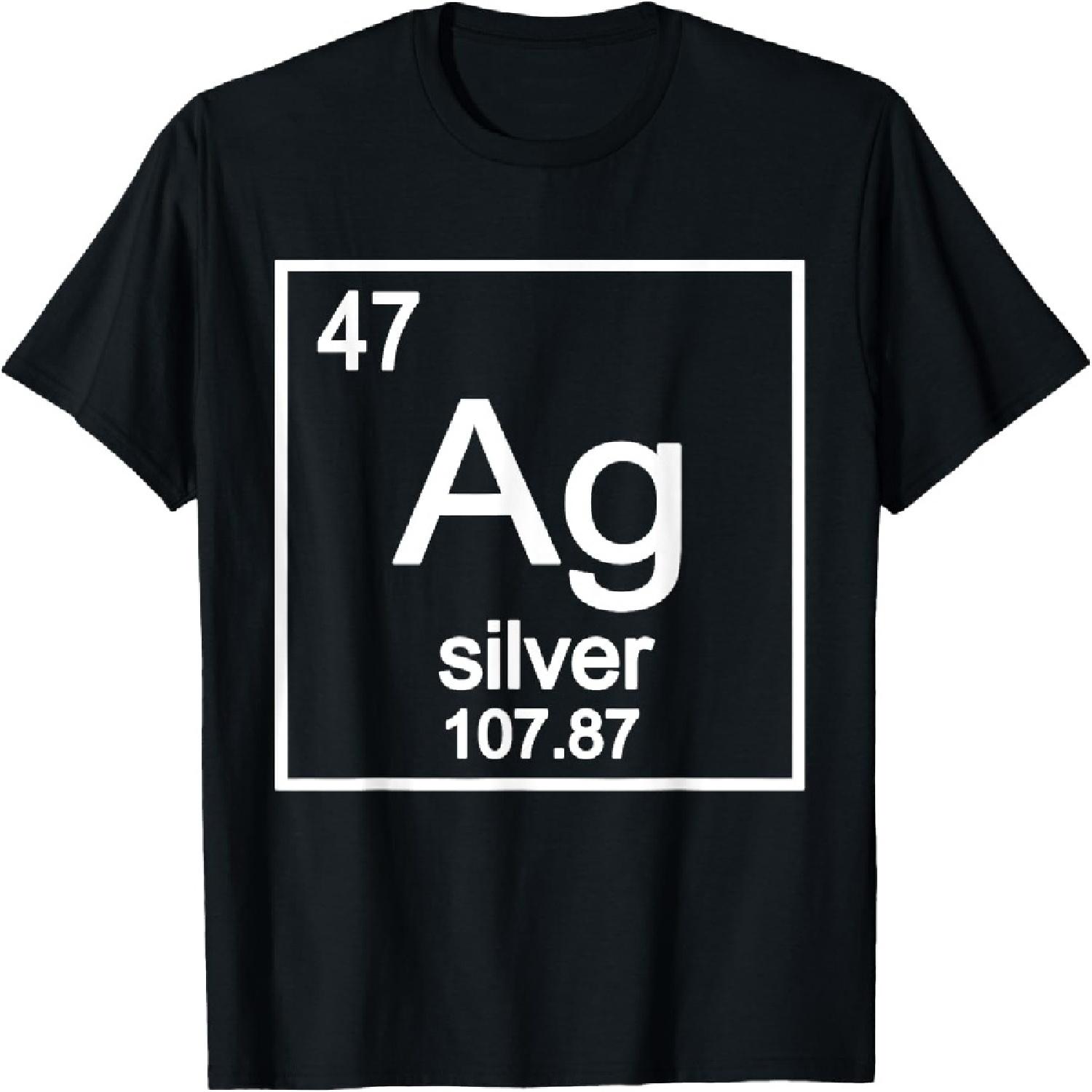 

Silver Chemical Element Ag Symbol T-Shirt Graphic Tee T-Shirt XXXXXL різнокольоровий