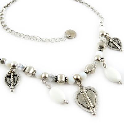 [D8792] - Designer Necklace 'Antik' White Silver