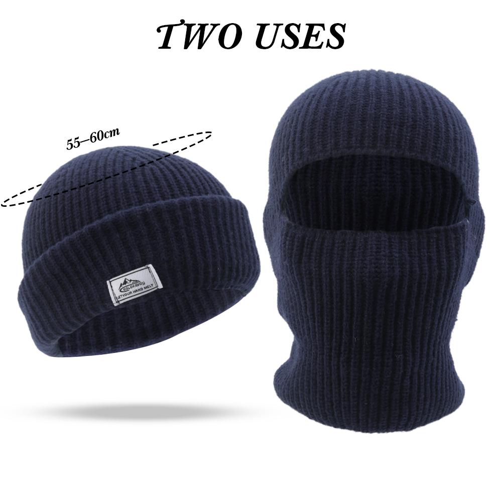 

2In1 Mask Beanies Men Winter Unisex Balaclava Hat Knitted Hats Full Face Ski Bonnet Tactical Cycling Earmuffs Cap Knitted Caps