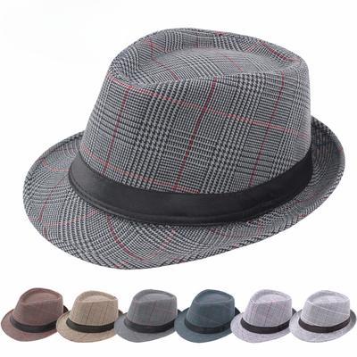 Comprobar Fedora Mediana edad y ancianos primavera/verano ocio caballero sombrero de jazz para hombre artístico parasol Sombrero de cubo para fiesta