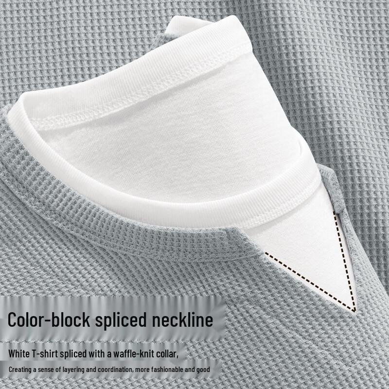 JEEP SPIRIT Men's Waffle Knit Long Sleeve Faux Two-Piece T-Shirt