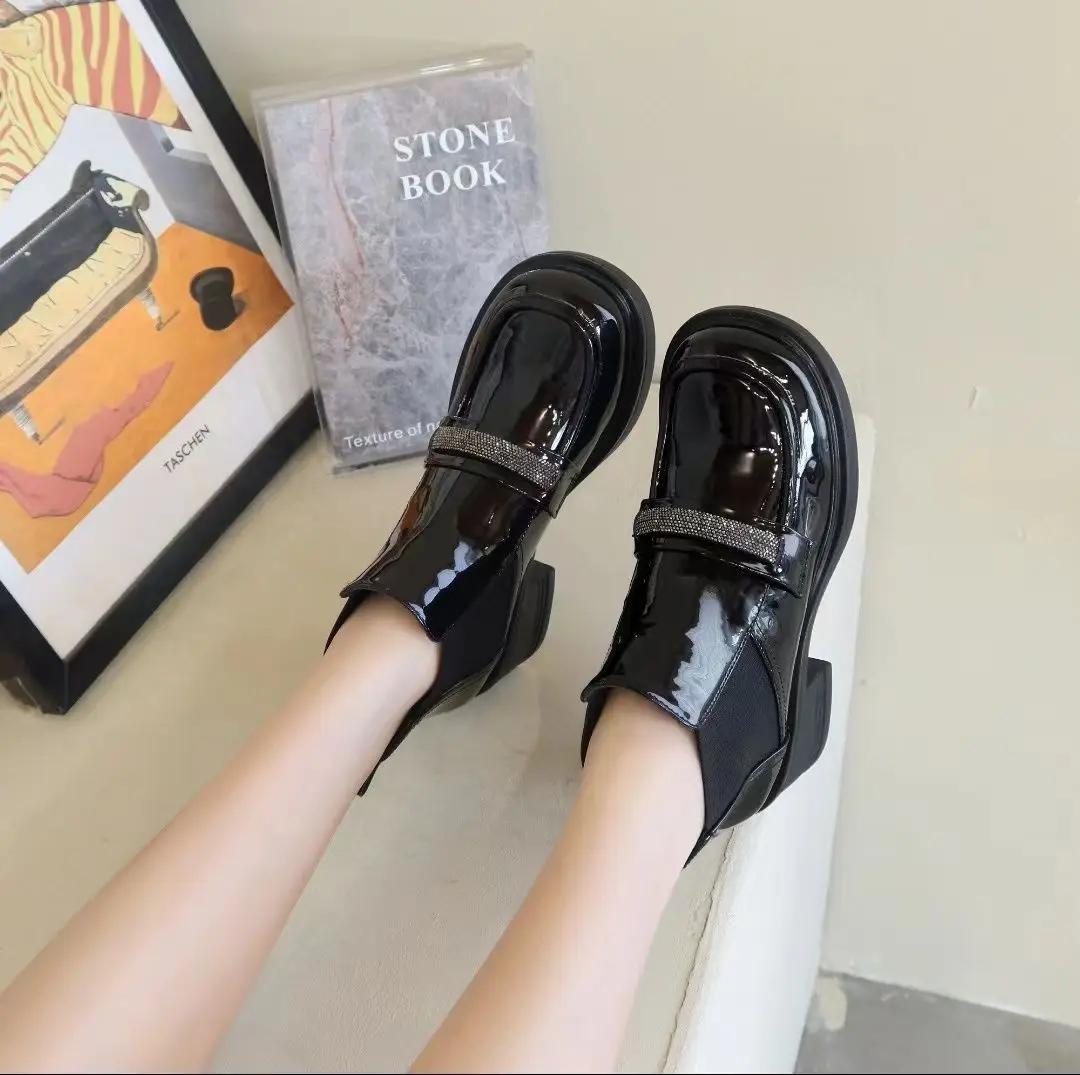 

Тренд на ботильоны 2025 Черные женские короткие туфли с круглым носком Обувь Удобные и элегантные женские ботильоны Весна Новинка Осень 40