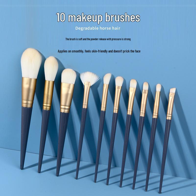 14-Piece Green & Blue Makeup Brush Set - Includes Eyeshadow, Face Brushes, and Portable Case
